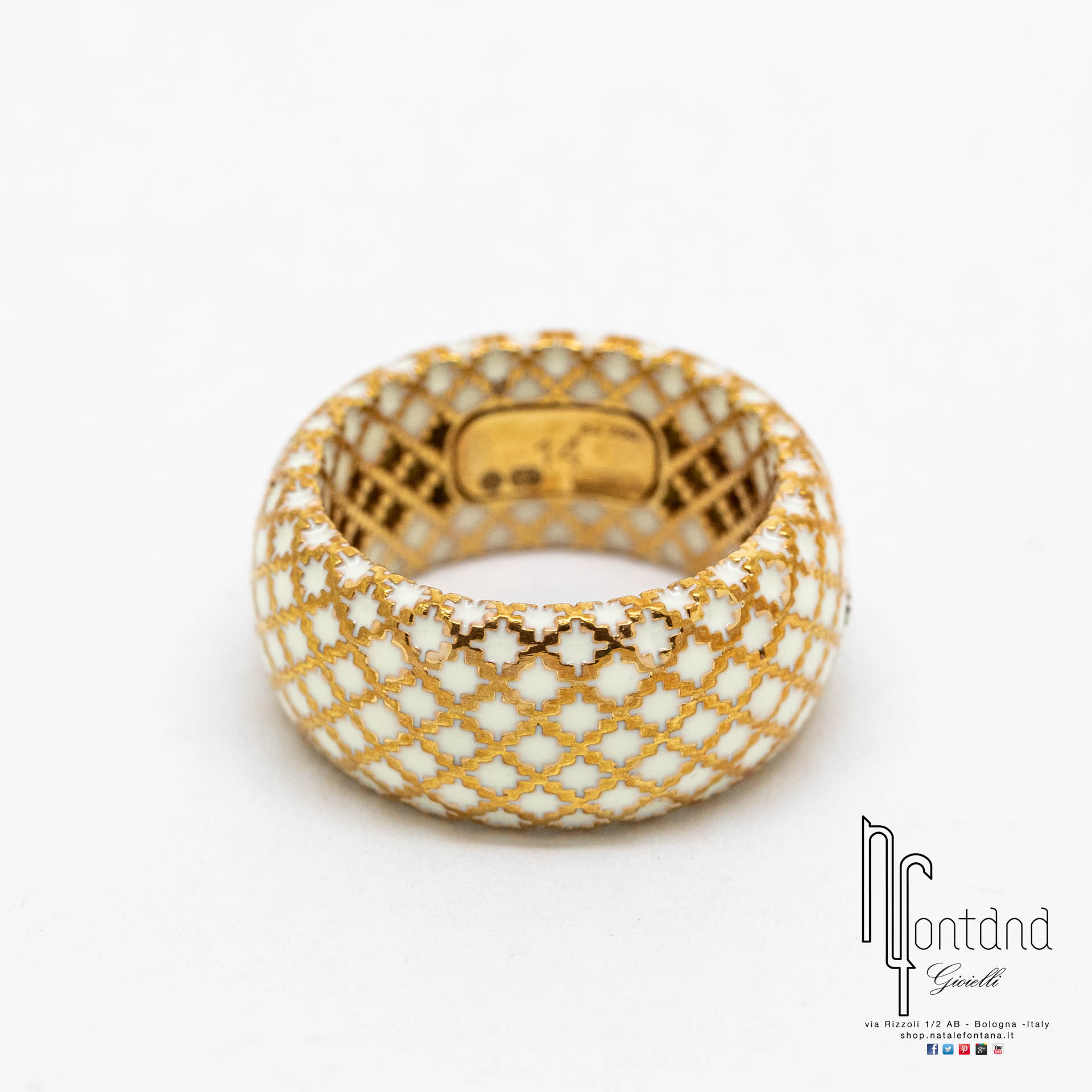 Anello DIAMANTISSIMA oro giallo 18kt e smalto bianco